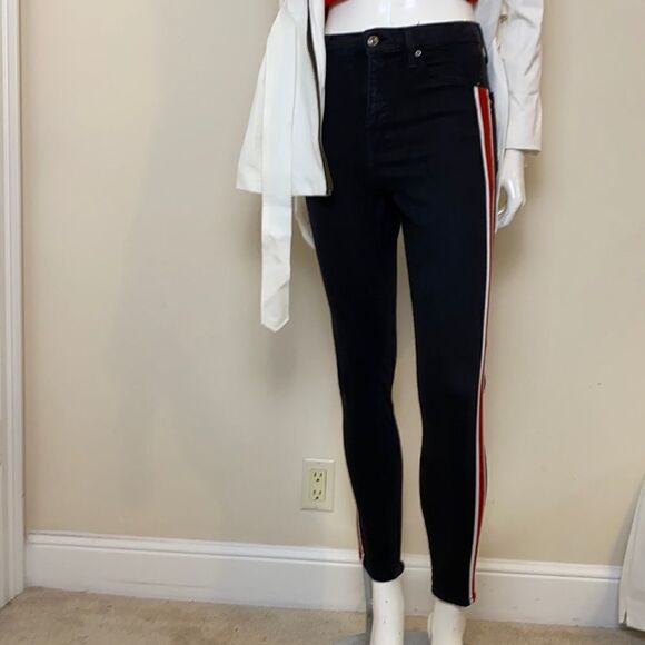 Asos Jeans Size 28 Black with Red Stripe Topshop - Picture 3 of 12